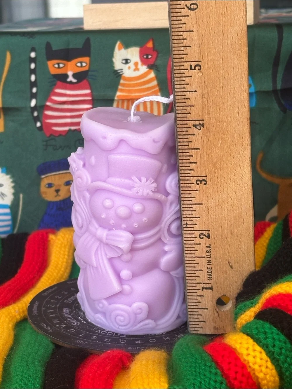 Enchanted Lavender Snowman Pillar Candle